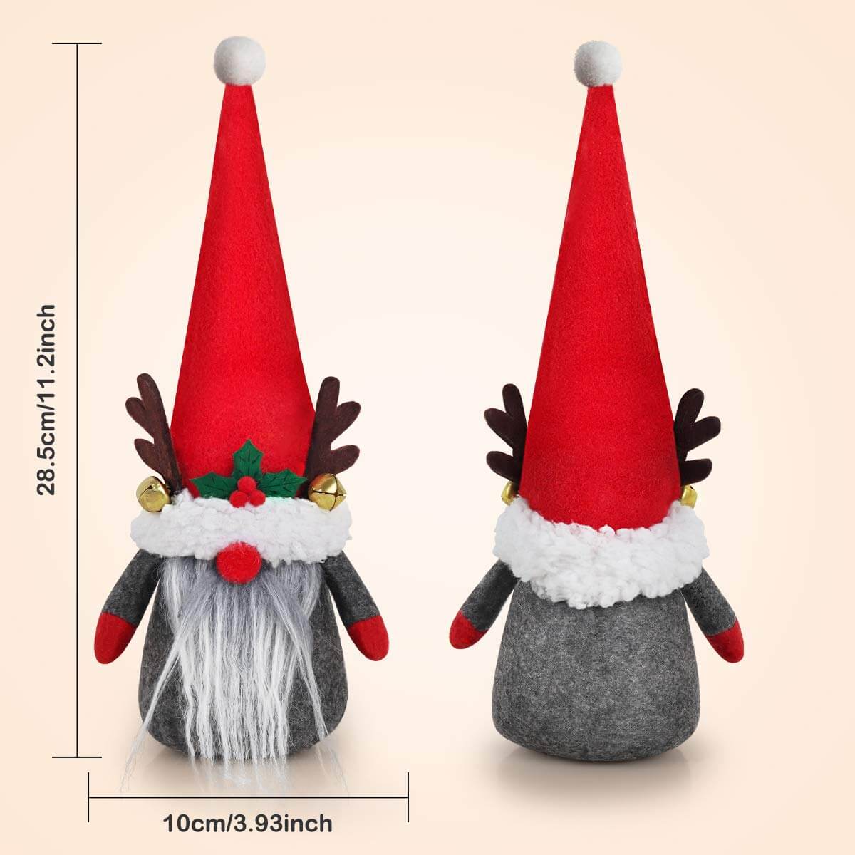 D-FantiX Handmade Reindeer Christmas Gnomes Plush with Bell