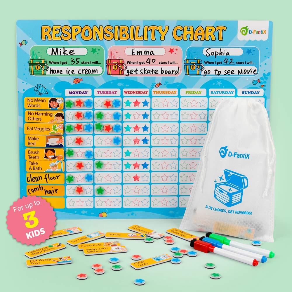 Visual Schedule for Kids Toddlers & Magnetic Responsibility Chart