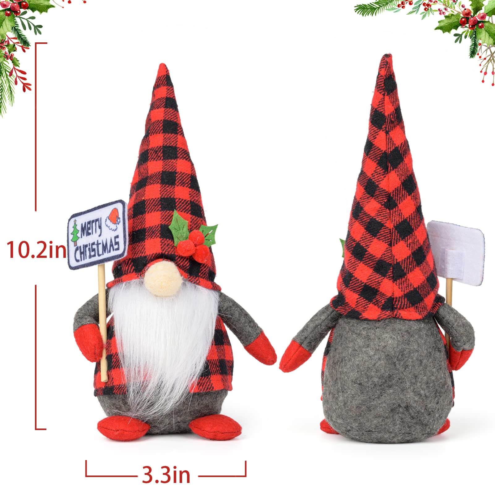 D-FantiX Red Checked Hat Christmas Gnomes