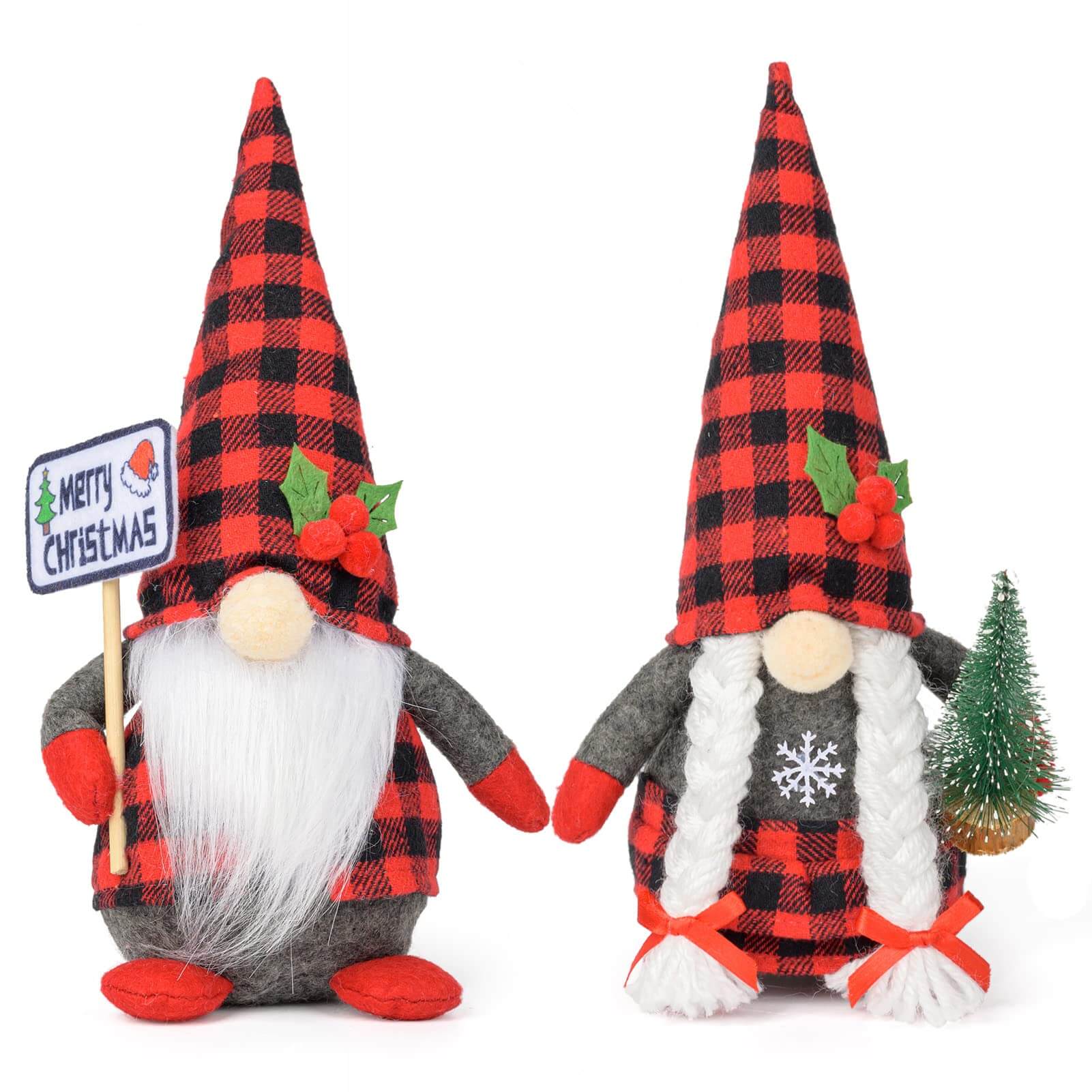 D-FantiX Red Checked Hat Christmas Gnomes