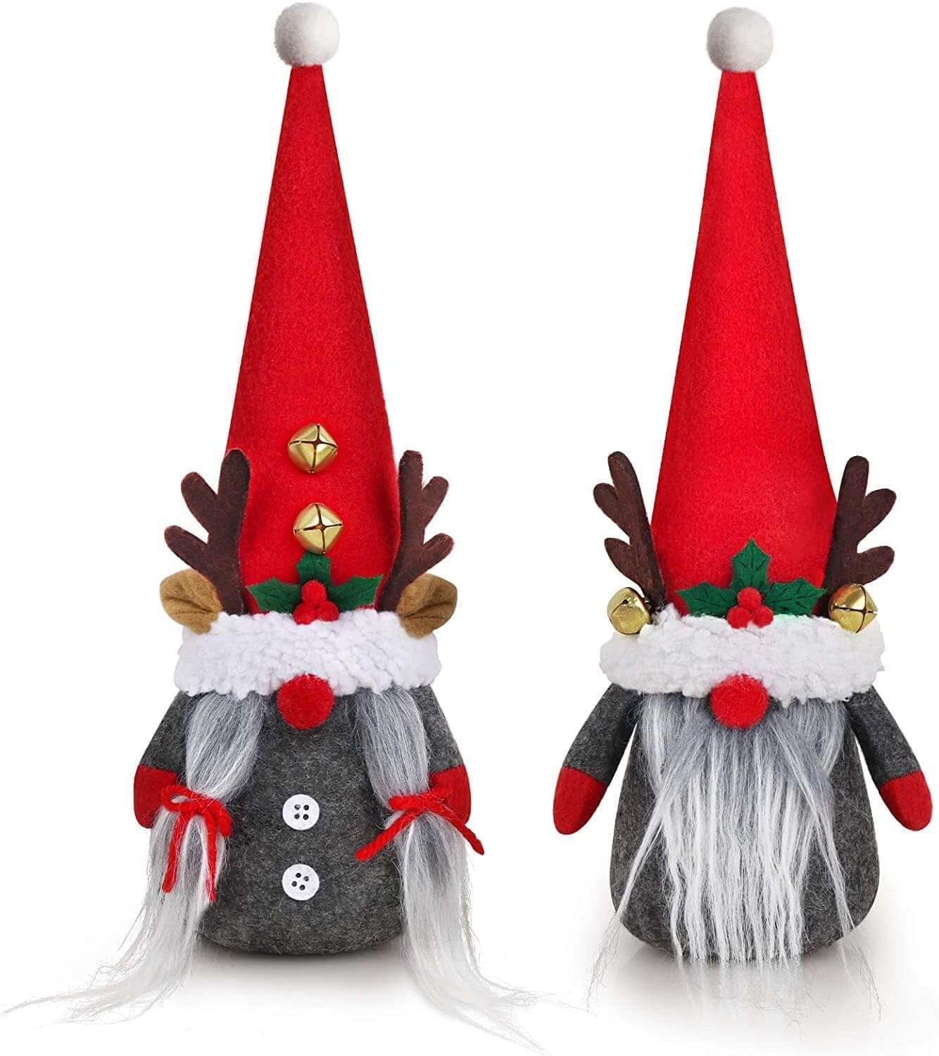 D-FantiX 2Pack Reindeer Christmas Gnomes Plush with Bell