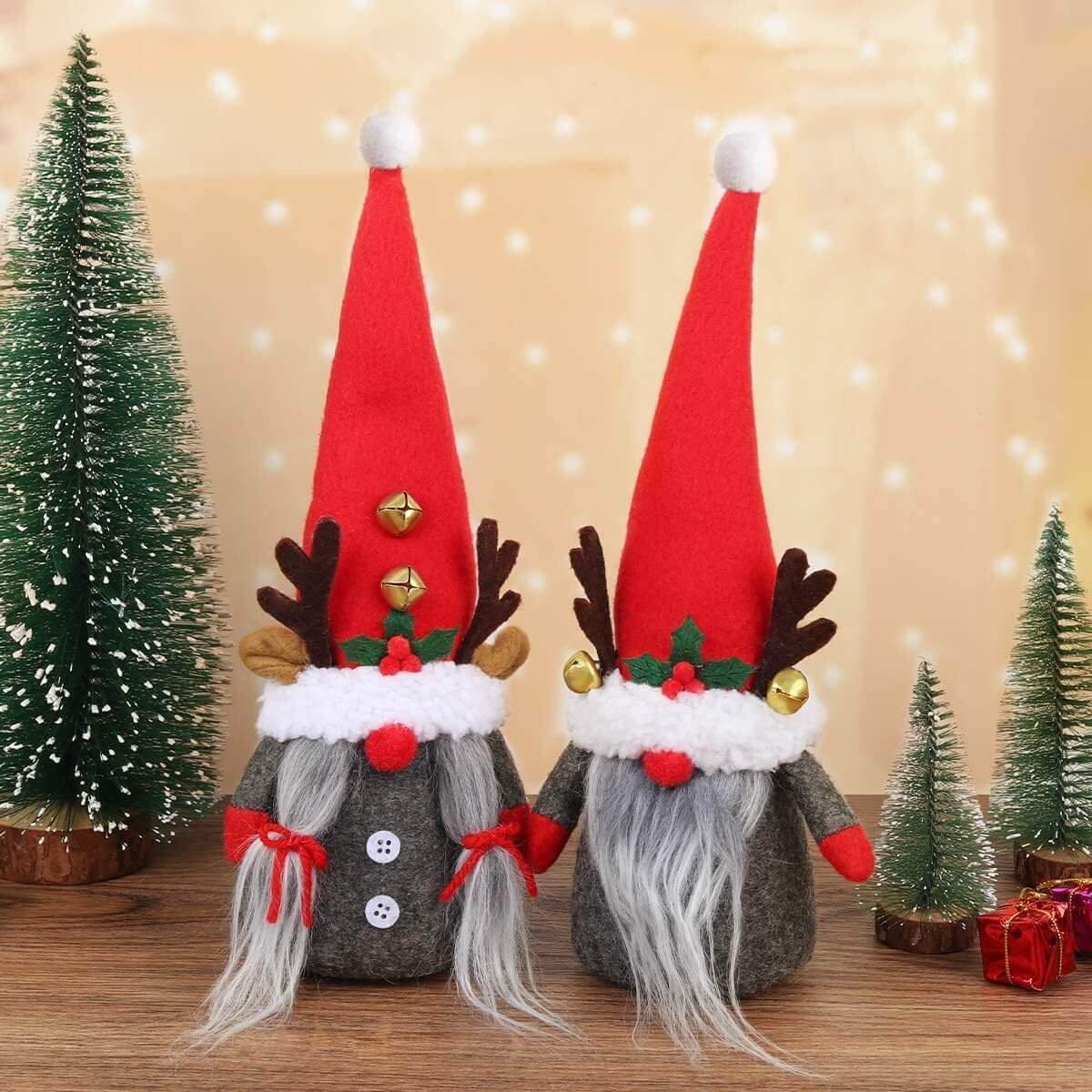 D-FantiX 2Pack Reindeer Christmas Gnomes Plush with Bell