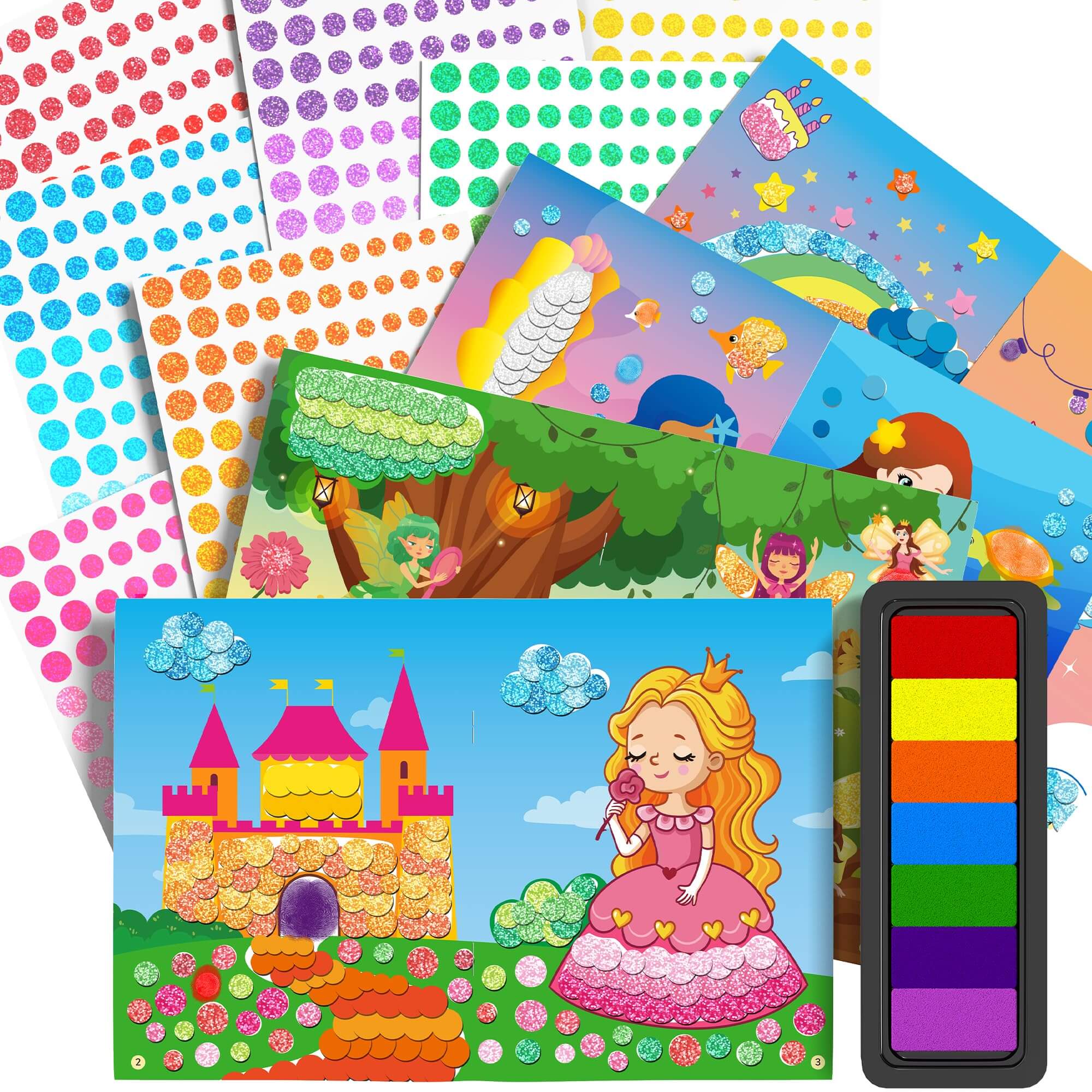 Dot Art Sticker Book Kits with Ink Pad