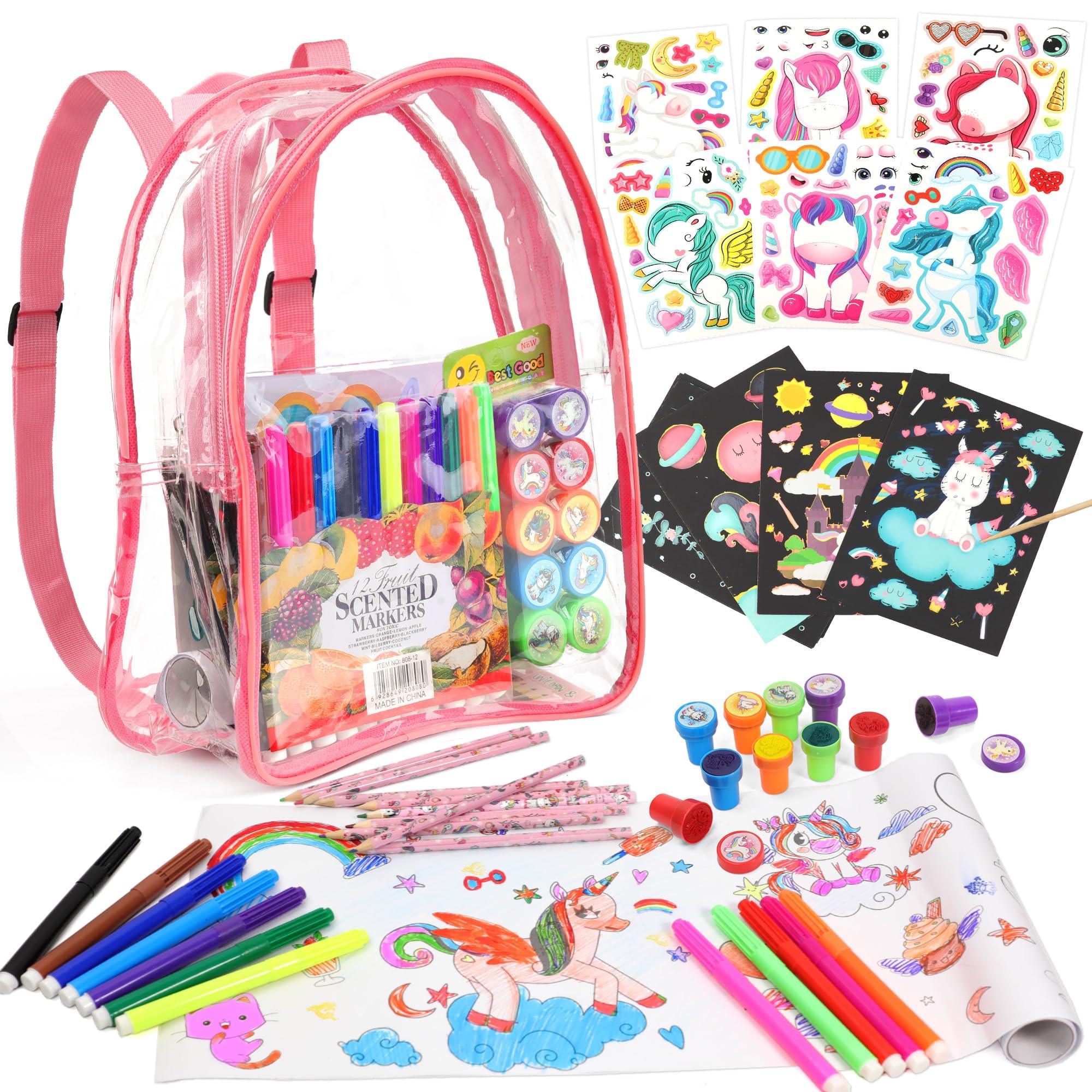 Unicorn Art Supplies Clear Backpack