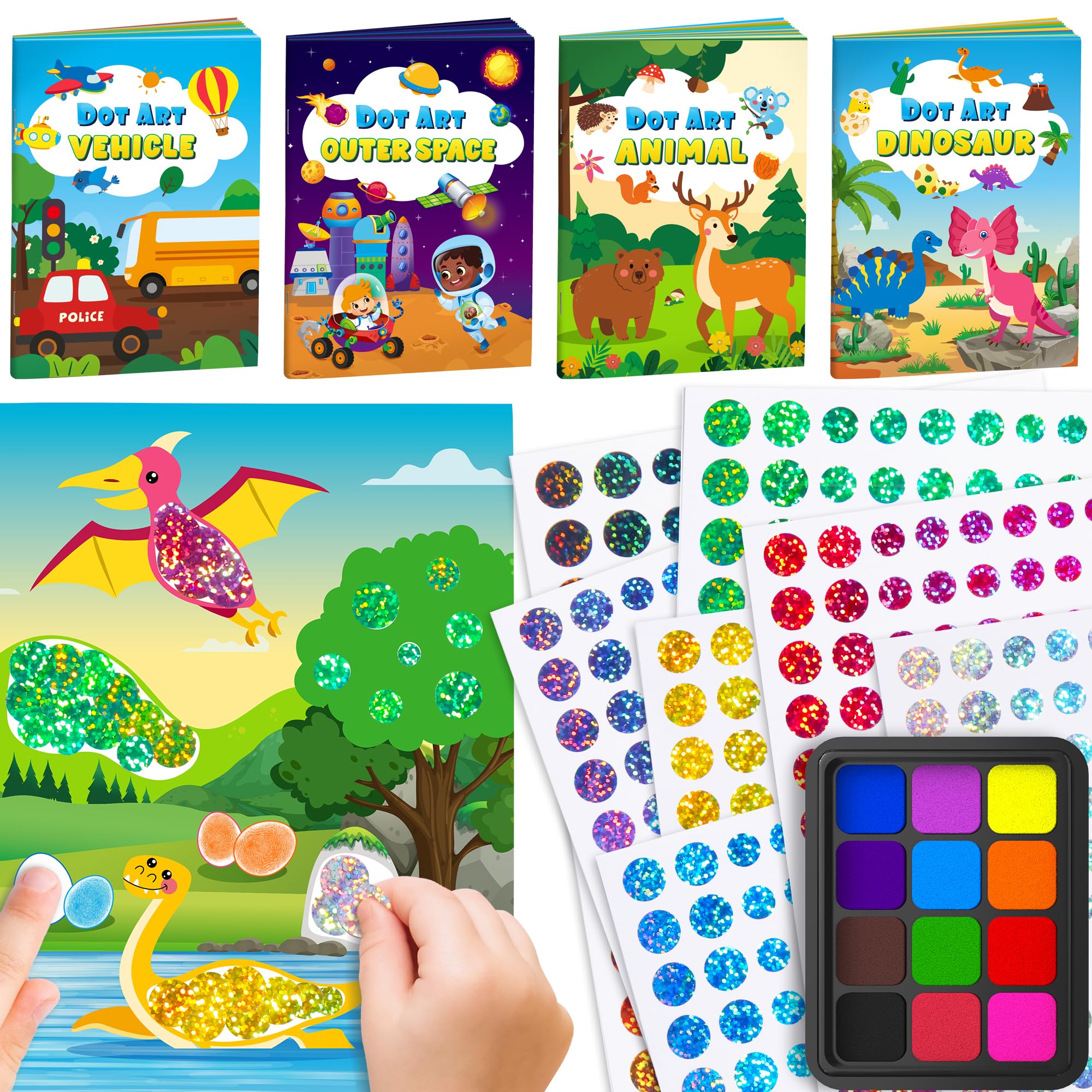 Dot Art Sticker Activity Book with Ink Pad