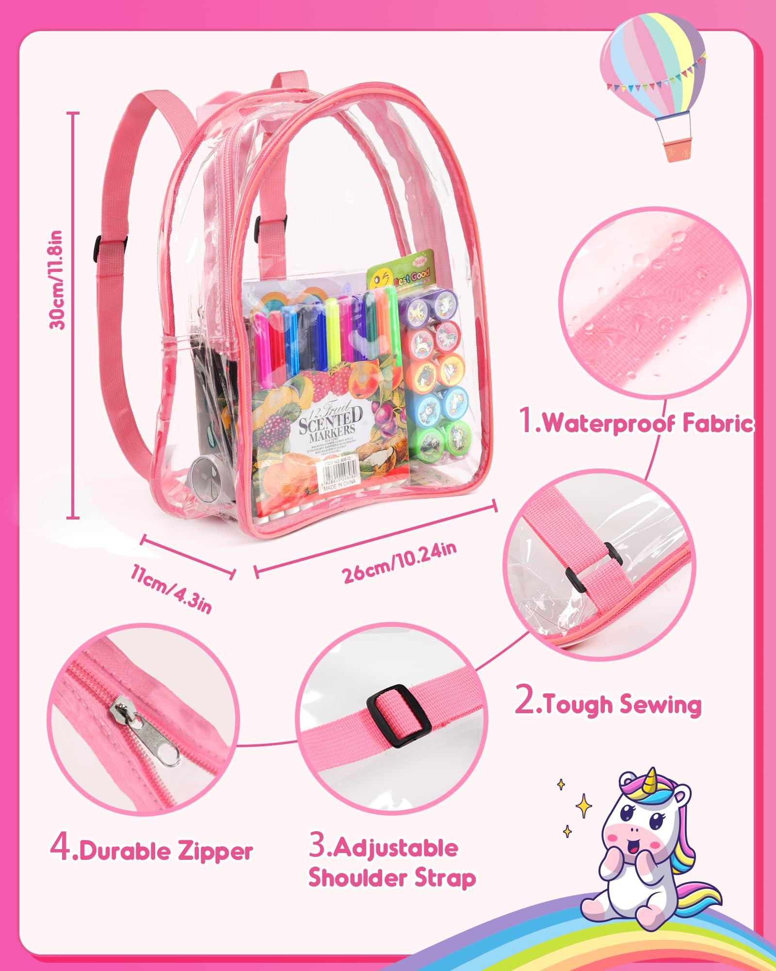 Unicorn Art Supplies Clear Backpack