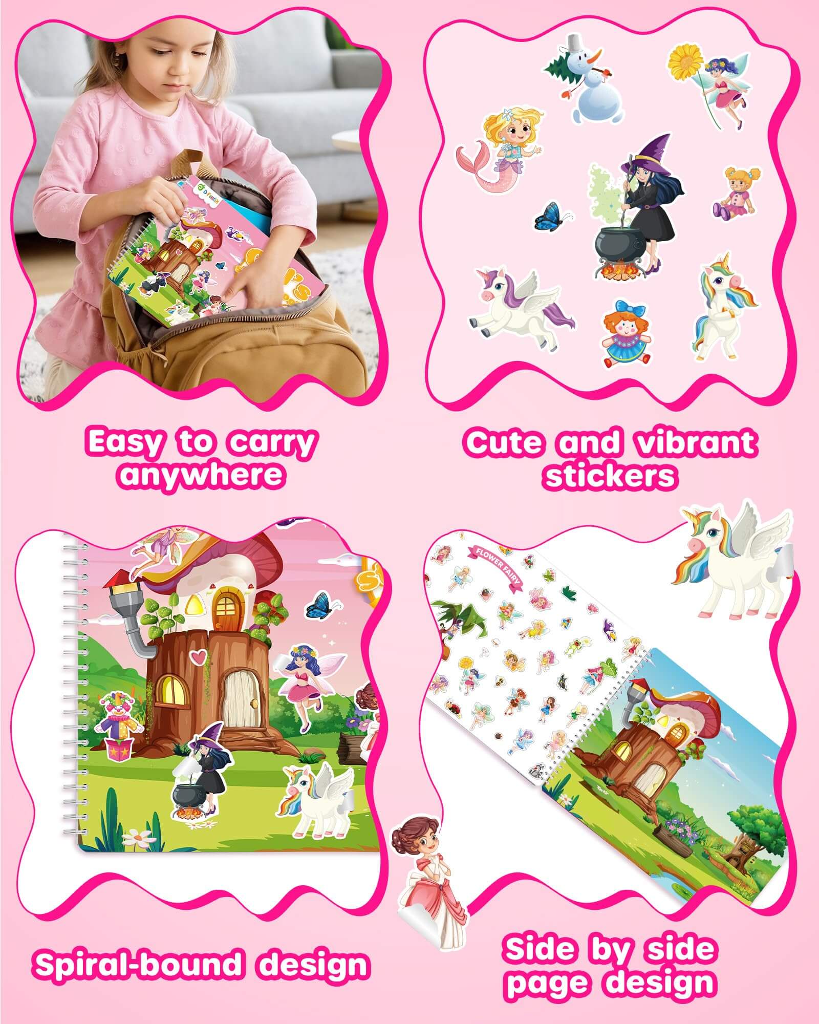 D-FantiX Girl's Sticker Book for Kids