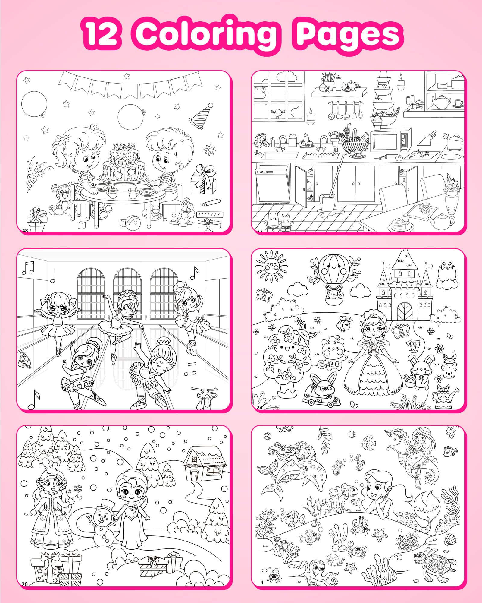 D-FantiX Girl's Sticker Book for Kids