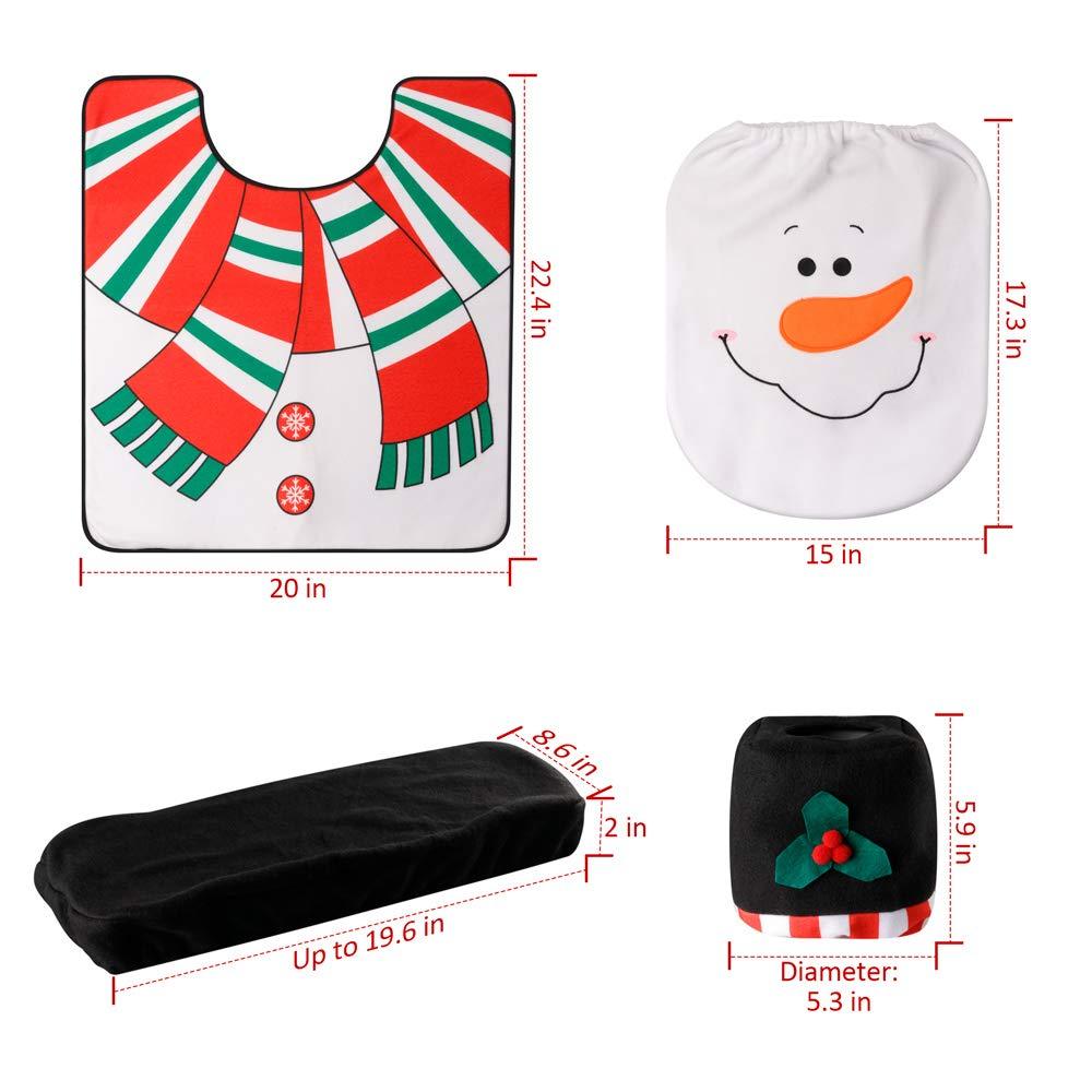 D-FantiX 4-Piece Snowman Santa Bathroom Toilet Seat